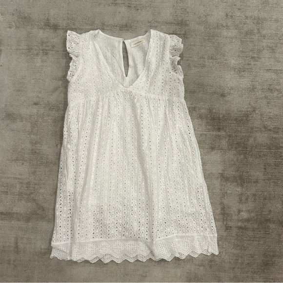 Lavender J white eyelet mini cotton dress, size s/m - Picture 1 of 4